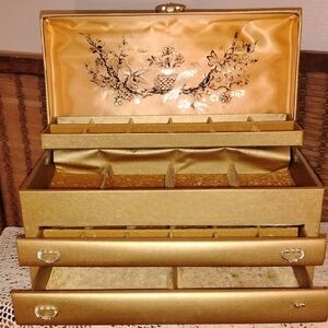 Vintage MCM Gold Tiered Lady Buxon Gold Jewelry Box/ Organizer